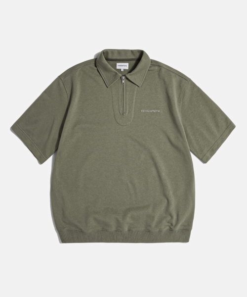 ESPIONAGE(エスピオナジ)の「Quarter Zip Collar S/S Sweatshirt Olive(ポロシャツ・レディース・その他・LARGE/MEDIUM/X-LARGE)」の1枚目の写真