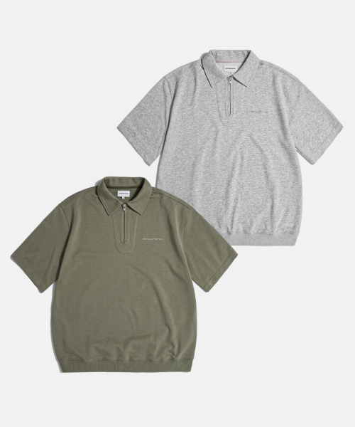 ESPIONAGE(エスピオナジ)の「Quarter Zip Collar S/S Sweatshirt Olive(ポロシャツ・レディース・その他・LARGE/MEDIUM/X-LARGE)」の3枚目の写真