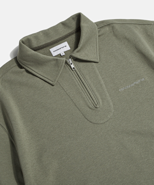ESPIONAGE(エスピオナジ)の「Quarter Zip Collar S/S Sweatshirt Olive(ポロシャツ・レディース・その他・LARGE/MEDIUM/X-LARGE)」の5枚目の写真