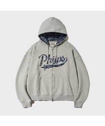 PHYSICAL DEPARTMENT（フィジカル デパートメント）の「チェックスタテイルエルボーパッチフードジップアップ_グレー（パーカー）」