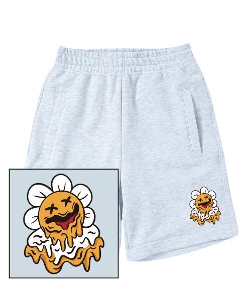TRIPSHION(トリップション)の「MELTING DAISY LOGO スウェットハーフパンツ - ホワイト(その他パンツ・メンズ・その他・LARGE/MEDIUM/X-LARGE)」の1枚目の写真