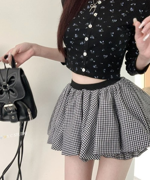 Mejoul（メジュール）の「【2026春夏新作】【インパン付】ウエストゴムボリュームバルーンミニスカート（スカート・レディース・ホワイト/ブラック/ブラック系その他・M/L）」の13枚目の写真