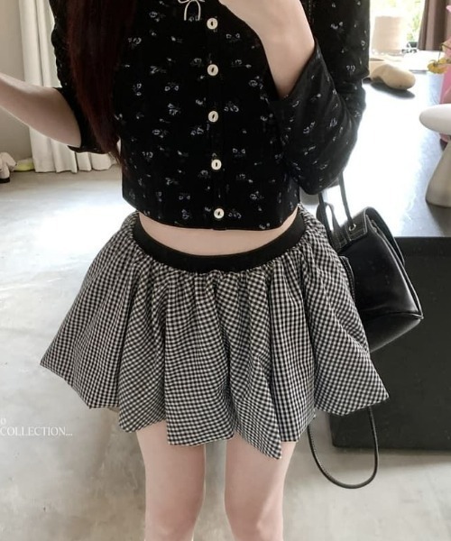 Mejoul（メジュール）の「【2026春夏新作】【インパン付】ウエストゴムボリュームバルーンミニスカート（スカート・レディース・ホワイト/ブラック/ブラック系その他・M/L）」の14枚目の写真