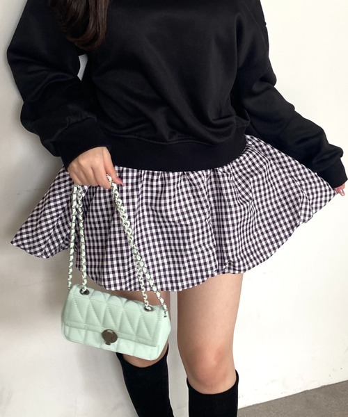 Mejoul(メジュール)の「【2026春夏新作】【インパン付・ウエストゴム】パンプキンバルーンミニスカート(スカート・レディース・ホワイト/ブラック/ブラック系その他・M/L)」の13枚目の写真