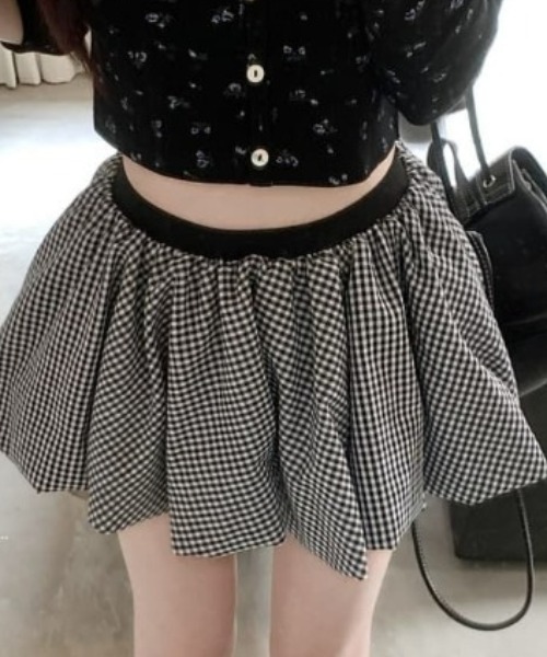 Mejoul(メジュール)の「【2026春夏新作】【インパン付・ウエストゴム】パンプキンバルーンミニスカート(スカート・レディース・ホワイト/ブラック/ブラック系その他・M/L)」の15枚目の写真