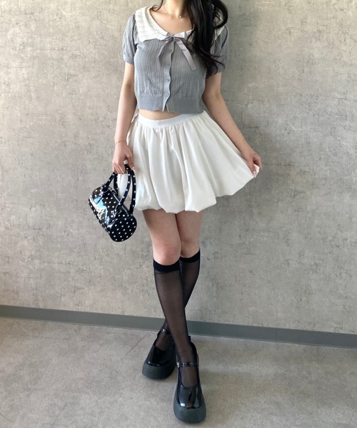 Mejoul(メジュール)の「【2026春夏新作】【インパン付・ウエストゴム】パンプキンバルーンミニスカート(スカート・レディース・ホワイト/ブラック/ブラック系その他・M/L)」の18枚目の写真