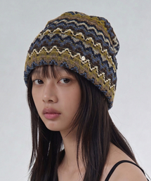 UNDERCONTROL STUDIO（アンダーコントロールスタジオ）の「通気性メッシュオリエンタルパターン夏カジュアル女性ロングビーニー SQUARE NET BEANIE / C ORIENTAL / MIX NAVY（ニットキャップ/ビーニー）」