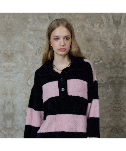 LARTIGENT(ラーティゼン)の「L13 RUGBY BOLD KNIT(BLACK)(ニット/セーター・レディース・その他・FREE)」の1枚目の写真
