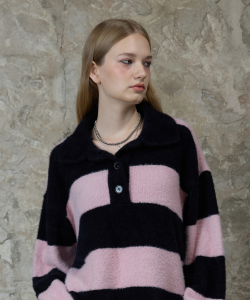 LARTIGENT(ラーティゼン)の「L13 RUGBY BOLD KNIT(BLACK)(ニット/セーター・レディース・その他・FREE)」の2枚目の写真