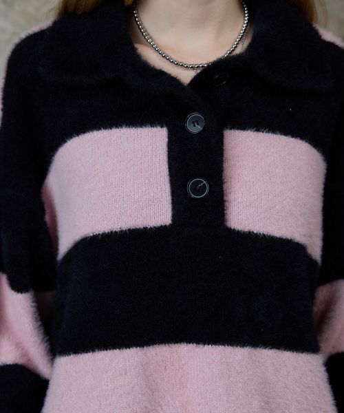 LARTIGENT(ラーティゼン)の「L13 RUGBY BOLD KNIT(BLACK)(ニット/セーター・レディース・その他・FREE)」の4枚目の写真