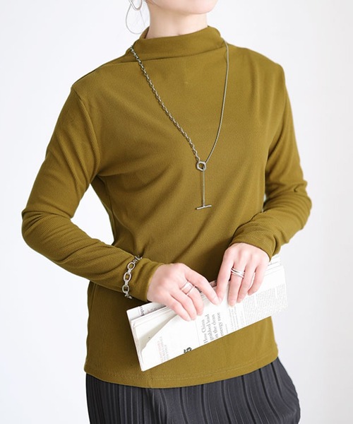GOLDJAPAN(ゴールドジャパン)の「プチハイネックリブトップス【大きいサイズ対応】(Tシャツ/カットソー・レディース・ブラウン/マスタード/ブラック/アイボリー・LL/3L)」の4枚目の写真