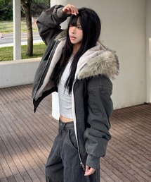 MASHIRO（マシロ）の「【MASHIRO】エコファーフード付きMA-1ジャケット(MA/EK130)（MA-1）」