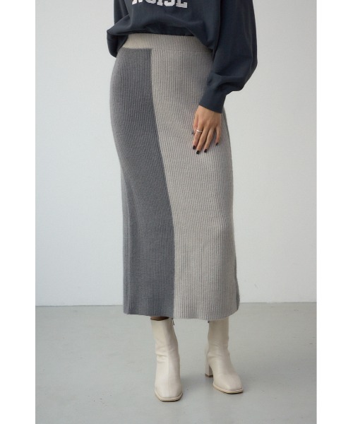 セール】バイカラーIラインニットスカート（スカート）｜AZUL BY