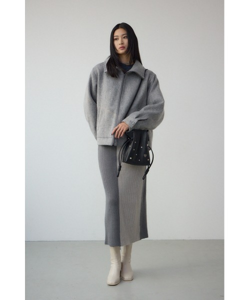 AZUL by moussy(アズールバイマウジー)の「【セットアップ対応】バイカラーIラインニットスカート 秋服 冬服 ロングスカート【身長/骨格別着用画像あり】(スカート・レディース・モカ/グレー/ブラック・FREE)」の16枚目の写真