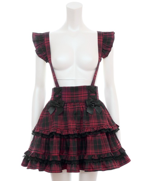 Secret Honey（シークレットハニー）の「ティアードボリュームスカパン（スカート・レディース・ブラックミックス/レッド・MEDIUM）」の10枚目の写真