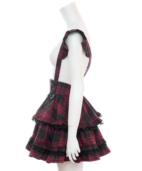 Secret Honey（シークレットハニー）の「ティアードボリュームスカパン（スカート・レディース・ブラックミックス/レッド・MEDIUM）」の11枚目の写真