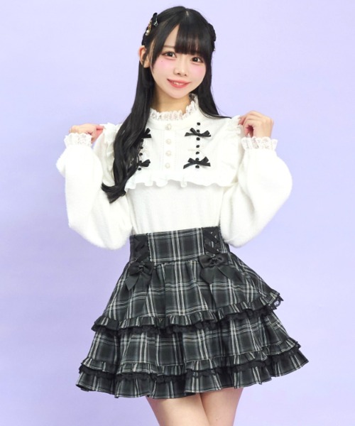 Secret Honey（シークレットハニー）の「ティアードボリュームスカパン（スカート・レディース・ブラックミックス/レッド・MEDIUM）」の4枚目の写真