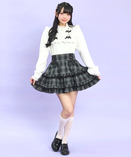 Secret Honey（シークレットハニー）の「ティアードボリュームスカパン（スカート・レディース・ブラックミックス/レッド・MEDIUM）」の3枚目の写真