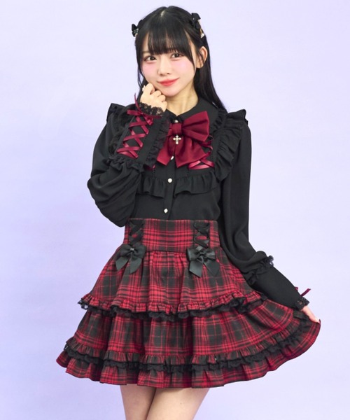 Secret Honey(シークレットハニー)の「ティアードボリュームスカパン(スカート・レディース・ブラックミックス/レッド/ブラック・MEDIUM)」の16枚目の写真