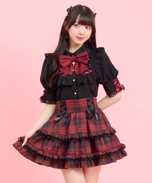 Secret Honey(シークレットハニー)の「ティアードボリュームスカパン(スカート・レディース・ブラックミックス/レッド/ブラック・MEDIUM)」の13枚目の写真