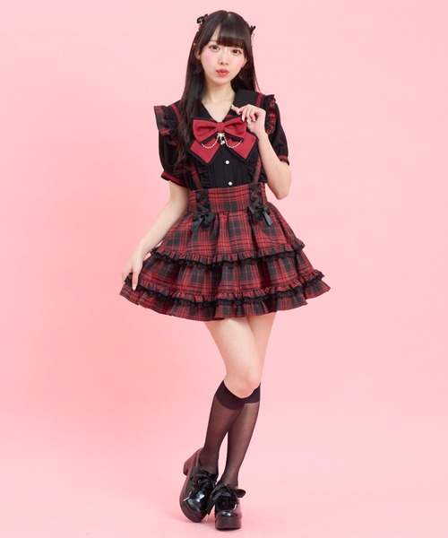 Secret Honey(シークレットハニー)の「ティアードボリュームスカパン(スカート・レディース・ブラックミックス/レッド/ブラック・MEDIUM)」の14枚目の写真