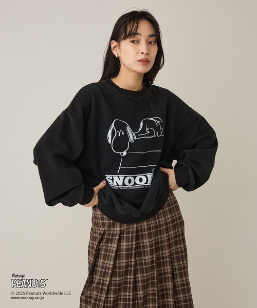 Vintage PEANUTS（ビンテージピーナッツ）の「【PEANUTS/SNOOPY】スノーウォッシュボンディング裏毛スウェット（スウェット・レディース・ブラウン/ブラック/グレイッシュベージュ・M/L/XL）」の18枚目の写真