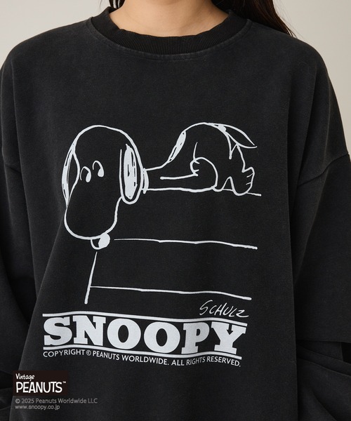 Vintage PEANUTS（ビンテージピーナッツ）の「【PEANUTS/SNOOPY】スノーウォッシュボンディング裏毛スウェット（スウェット・レディース・ブラウン/ブラック/グレイッシュベージュ・M/L/XL）」の9枚目の写真