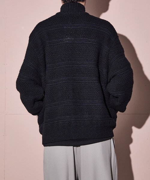 ARKnets（アークネッツ）の「crepuscule / クレプスキュール：別注 Multi Border Mix Drivers：ONLYARK-2-2523[COR]（Tシャツ/カットソー・メンズ・ブラック・1/2）」の3枚目の写真