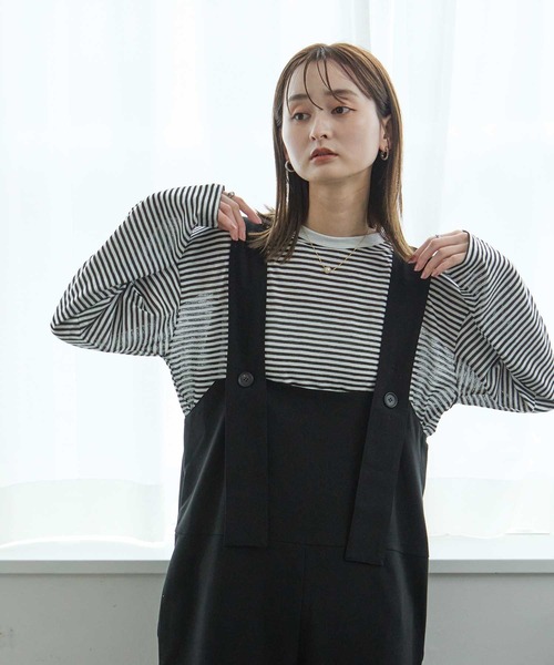 Bulue.（ブルー）の「【Bulue.】シアーボーダーロンT（Tシャツ/カットソー・レディース・ブラック/ネイビー/グリーン・FREE）」の15枚目の写真