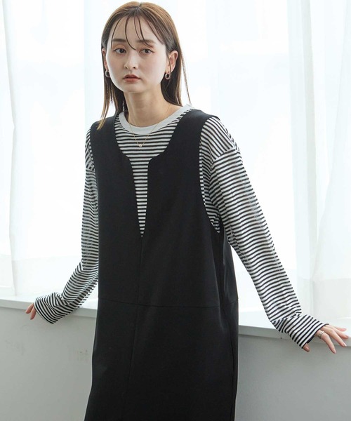 Bulue.（ブルー）の「【Bulue.】シアーボーダーロンT（Tシャツ/カットソー・レディース・ブラック/ネイビー/グリーン・FREE）」の7枚目の写真