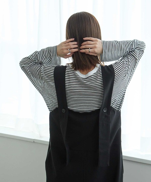 Bulue.（ブルー）の「【Bulue.】シアーボーダーロンT（Tシャツ/カットソー・レディース・ブラック/ネイビー/グリーン・FREE）」の8枚目の写真