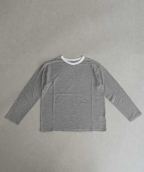 Bulue.（ブルー）の「【Bulue.】シアーボーダーロンT（Tシャツ/カットソー・レディース・ブラック/ネイビー/グリーン・FREE）」の5枚目の写真