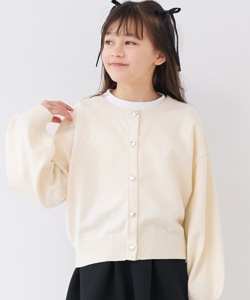 coca（coca）（コカ）の「キッズ　ハートボタンカーディガン（カーディガン/ボレロ・キッズ・レッド/アイボリー・150/140/130/120）」の2枚目の写真