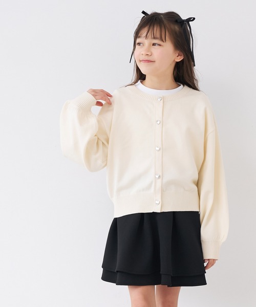 coca（coca）（コカ）の「キッズ　ハートボタンカーディガン（カーディガン/ボレロ・キッズ・レッド/アイボリー・150/140/130/120）」の3枚目の写真