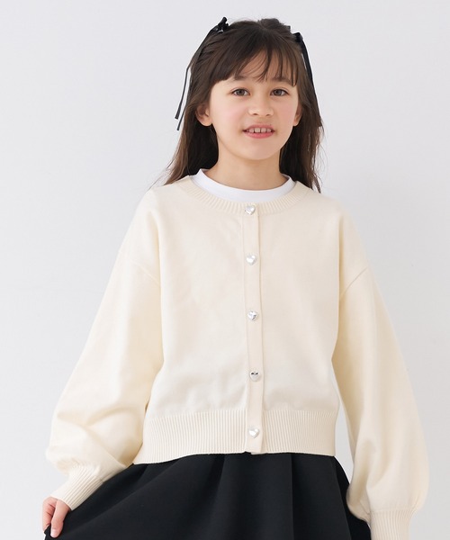 coca（coca）（コカ）の「キッズ　ハートボタンカーディガン（カーディガン/ボレロ・キッズ・レッド/アイボリー・150/140/130/120）」の5枚目の写真