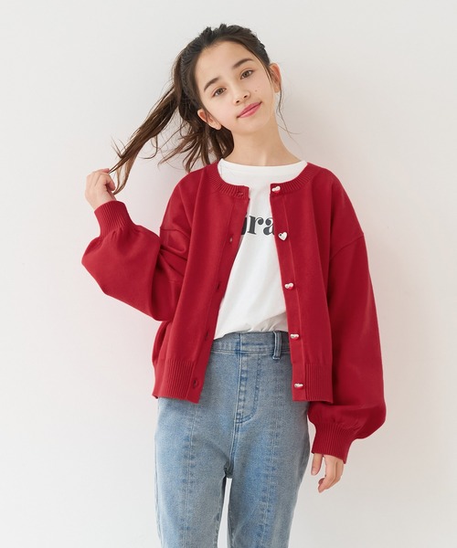 coca（coca）（コカ）の「キッズ　ハートボタンカーディガン（カーディガン/ボレロ・キッズ・レッド/アイボリー・150/140/130/120）」の7枚目の写真