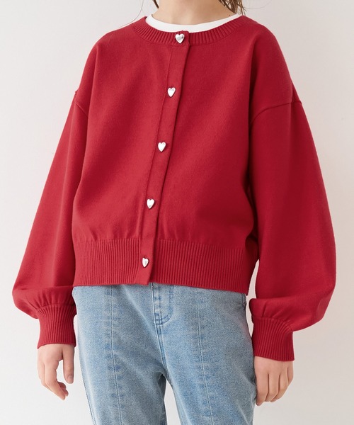 coca（coca）（コカ）の「キッズ　ハートボタンカーディガン（カーディガン/ボレロ・キッズ・レッド/アイボリー・150/140/130/120）」の10枚目の写真