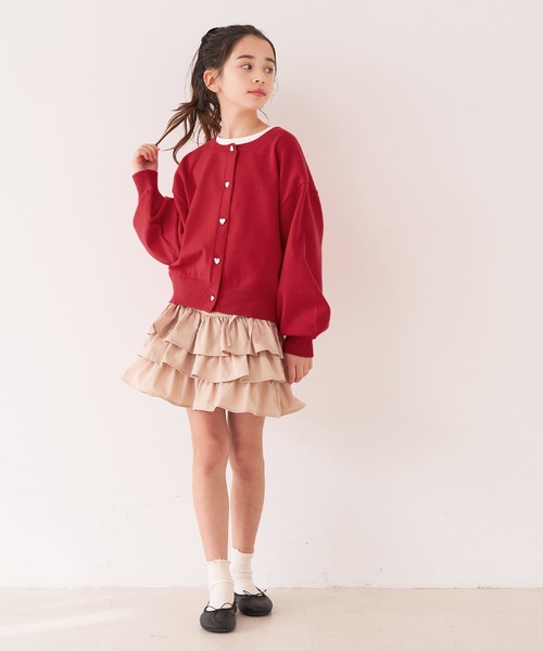 coca（coca）（コカ）の「キッズ　ハートボタンカーディガン（カーディガン/ボレロ・キッズ・レッド/アイボリー・150/140/130/120）」の11枚目の写真