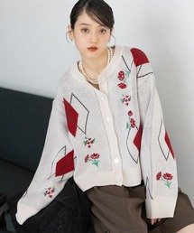 RAGEBLUE | フラワー刺繍ニットカーディガン(ニット/セーター)