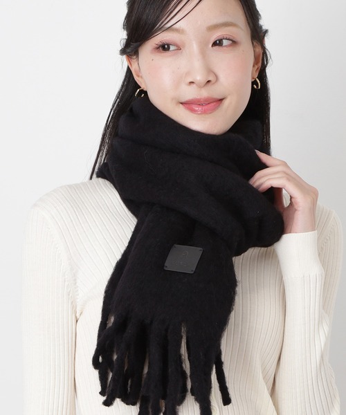 セール】【WEB限定】ボリューム シャギーマフラー レザータグ