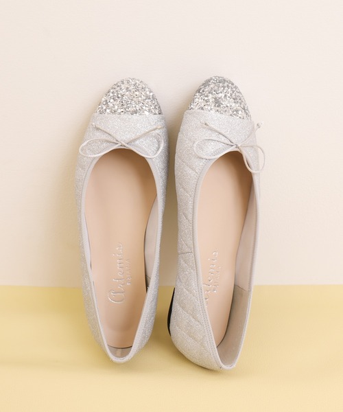 つま先グリッター ラメキルティングバレエシューズ（バレエシューズ