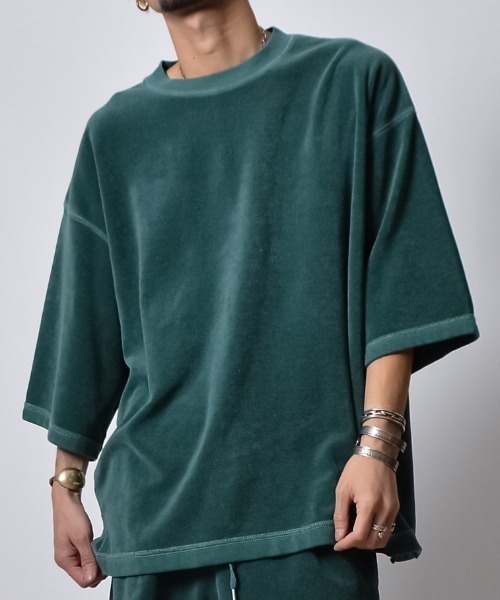 DOUBLE STEAL(ダブルスティール)の「DSピグメントパイルオーバーサイズTシャツ(Tシャツ/カットソー・メンズ・グリーン/ブラック/グレイッシュベージュ・MEDIUM/SMALL/LARGE)」の3枚目の写真