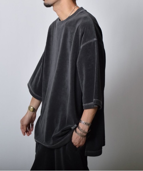 DOUBLE STEAL(ダブルスティール)の「DSピグメントパイルオーバーサイズTシャツ(Tシャツ/カットソー・メンズ・グリーン/ブラック/グレイッシュベージュ・MEDIUM/SMALL/LARGE)」の9枚目の写真