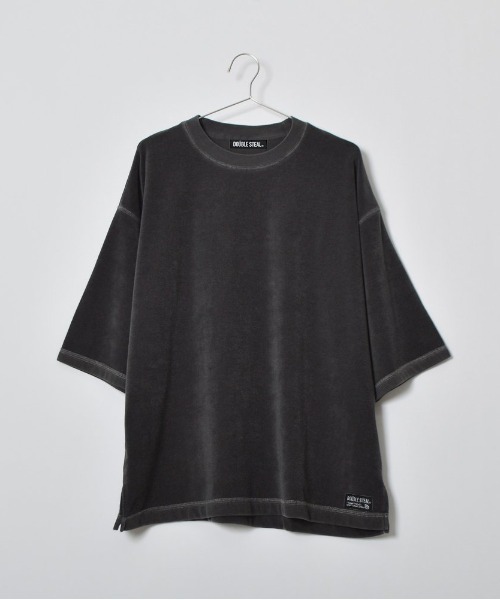 DOUBLE STEAL(ダブルスティール)の「DSピグメントパイルオーバーサイズTシャツ(Tシャツ/カットソー・メンズ・グリーン/ブラック/グレイッシュベージュ・MEDIUM/SMALL/LARGE)」の11枚目の写真