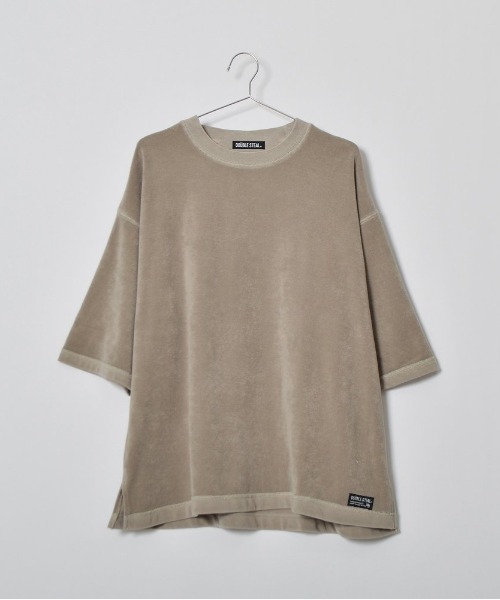 DOUBLE STEAL(ダブルスティール)の「DSピグメントパイルオーバーサイズTシャツ(Tシャツ/カットソー・メンズ・グリーン/ブラック/グレイッシュベージュ・MEDIUM/SMALL/LARGE)」の19枚目の写真