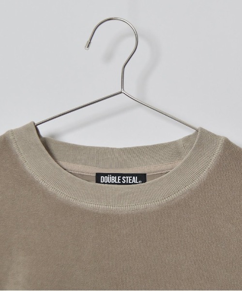 DOUBLE STEAL(ダブルスティール)の「DSピグメントパイルオーバーサイズTシャツ(Tシャツ/カットソー・メンズ・グリーン/ブラック/グレイッシュベージュ・MEDIUM/SMALL/LARGE)」の21枚目の写真