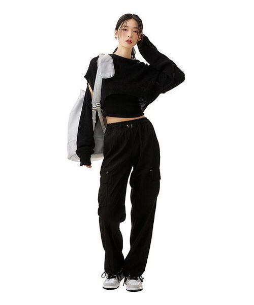 DEAR,ME（ディアミー）の「ストリングバンディングポケットパンツ[ブラック]（スウェットパンツ・レディース・その他・L/2XL/XL/S/M）」の21枚目の写真