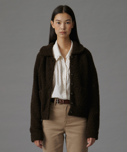 TTUDEMENT(トュードメント)の「BOUCLE COLLAR KNIT JACKET BROWN(その他アウター・レディース・その他・FREE)」の5枚目の写真
