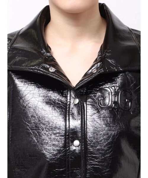 GYDA（ジェイダ）の「Symmetry GYDA EMBOSSパテントフェイクレザーショートジャケット（ライダースジャケット・レディース・ブラック/オフホワイト・FREE）」の17枚目の写真