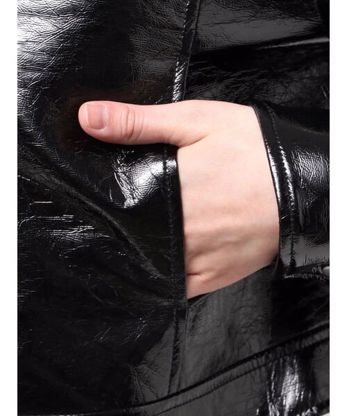GYDA（ジェイダ）の「Symmetry GYDA EMBOSSパテントフェイクレザーショートジャケット（ライダースジャケット・レディース・ブラック/オフホワイト・FREE）」の19枚目の写真